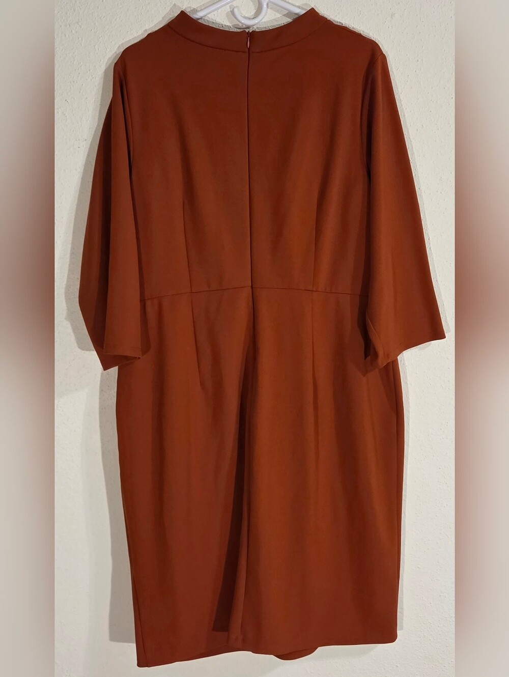 Rust Midi Dress with Ruffle and Geometric Detail (Sz. 16W) - Picture 4 of 7